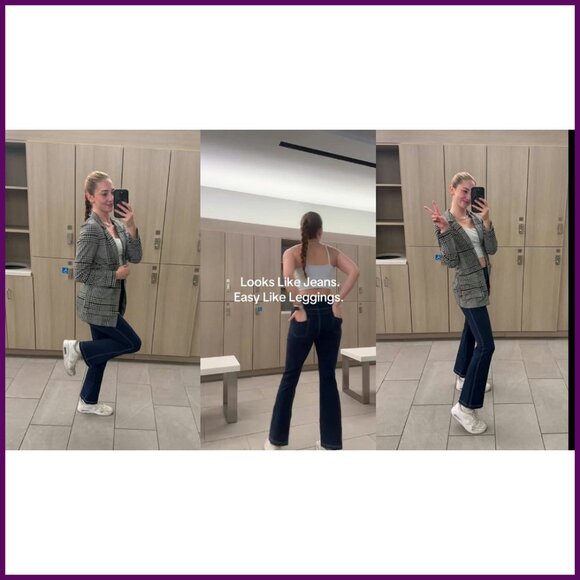 High Waist Bootcut Yoga Pants with Pockets, Tummy Control, Flare Leg - Picture 7 of 8